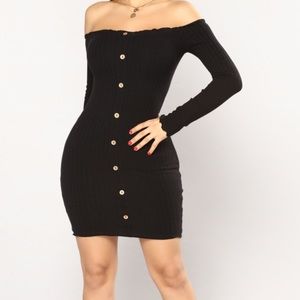 Black Off Shoulder Mini Dress